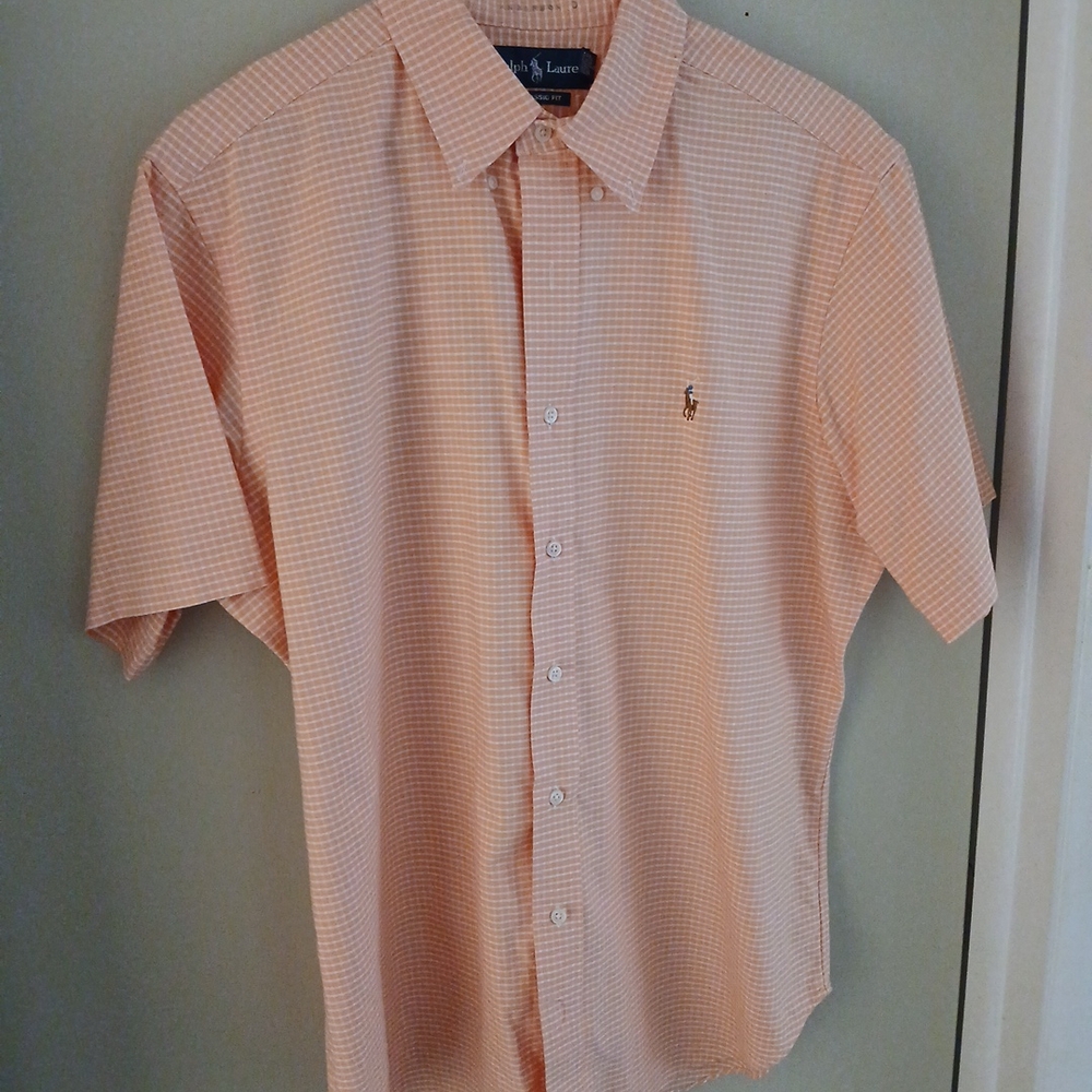 Ralph Lauren Men's Orange Checkered Shirt
